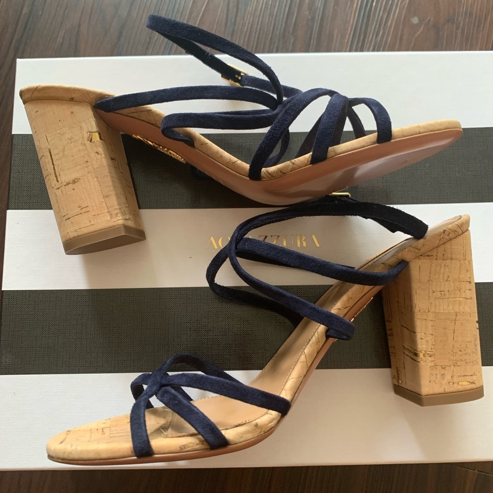 Navy/Cork Aquazzura Gin Sandal